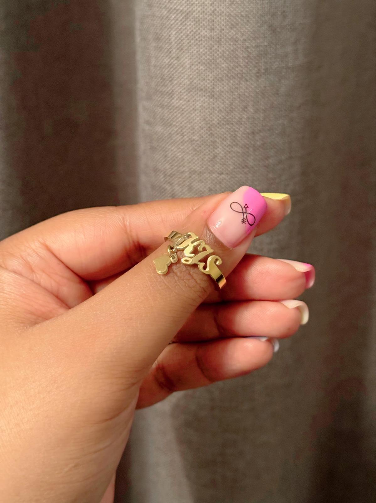 Custom Heart Name ring